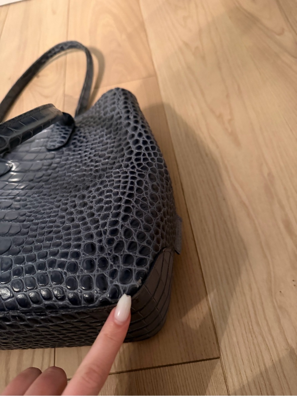 Longchamp Roseau Croc Embossed Leather Shoulder Tote - Picture 12 of 14